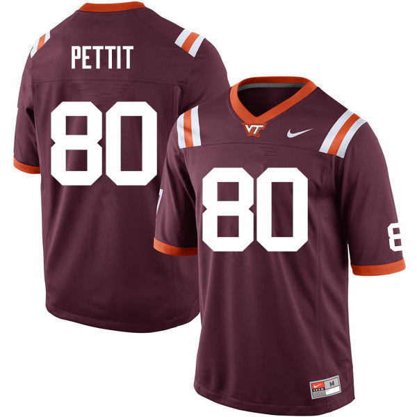 Men #80 Colt Pettit Virginia Tech Hokies College Football Jerseys Sale-Maroon